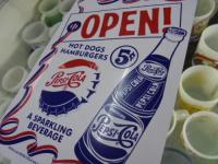 【Pepsi-Cola】 OPEN/CLOSED 両面 プラサイン　タテ