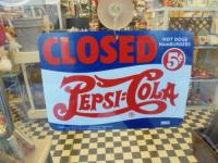 【Pepsi-Cola】 OPEN/CLOSED 両面 プラサイン　ヨコ
