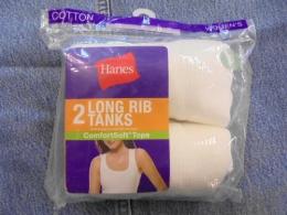 Hanes Women's ロングリブタンクトップ　2P　白