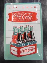 【Coca-Cola】　エンボスティンサイン 6ボトル