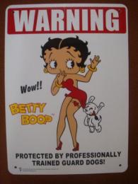 BETTY BOOP DOGS番犬に注意　プラスチックサイン