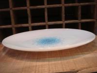 f1772　ブルーモザイク　オーバルプラッター　　W30.4cm