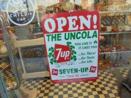 【7up】 OPEN/CLOSED 両面 プラサイン　タテ